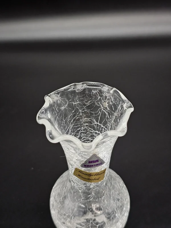 Wazon IRA Kristall – szkło krakelowane, ręcznie dmuchane, Niemcy, 18 cm