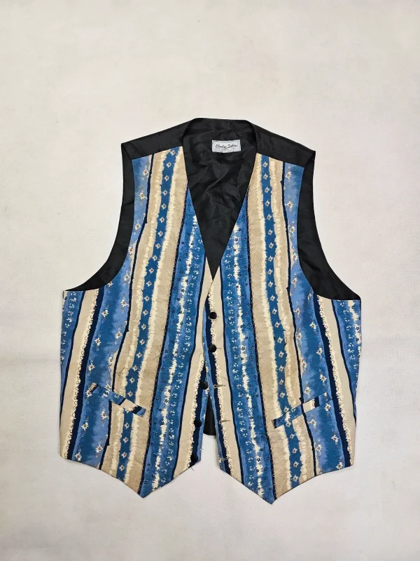 Kamizelka męska Perica Made in Italy, beżowa z czarnymi lamówkami, r. ok. L/XL