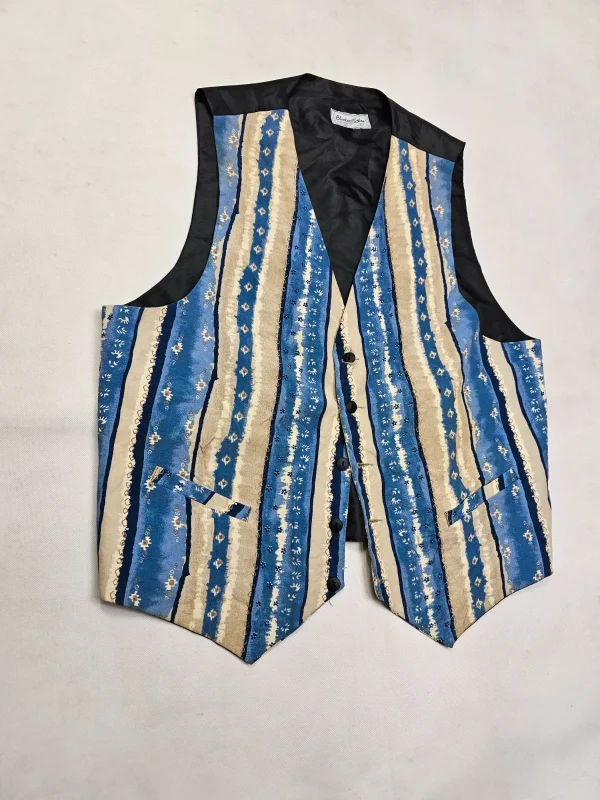 Kamizelka męska Perica Made in Italy, beżowa z czarnymi lamówkami, r. ok. L/XL