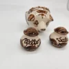 Ceramiczny zestaw „Schweineset” świnka na tatar z solniczką i pieprzniczką – ręcznie malowany