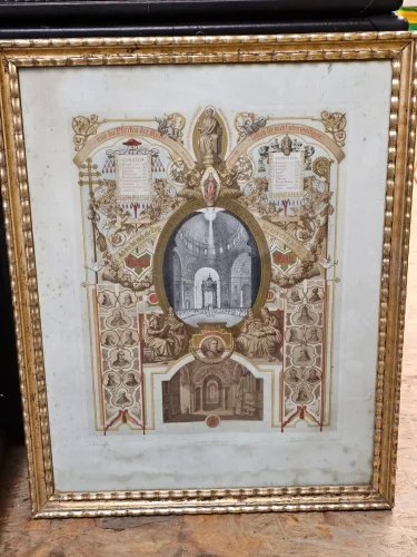 Stara litografia – Sobory Powszechne, Watykan, 1869 – C. Scheuren, Düsseldorf / C.F. Calow, Köln