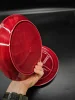 Komplet 2 talerzy podzielonych – czerwone ceramiczne vintage, lata 70.