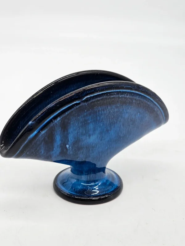 Granatowy ceramiczny stojak na serwetki – vintage, 11×16 cm