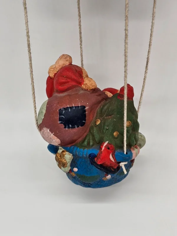Balon z Mikołajem i myszką – rękodzieło CHRL 1940, 36 cm