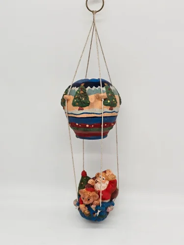 Balon z Mikołajem i myszką – rękodzieło CHRL 1940, 36 cm