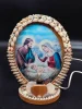 Lampka religijna – Święta Rodzina w ramie z muszelek, 30 cm