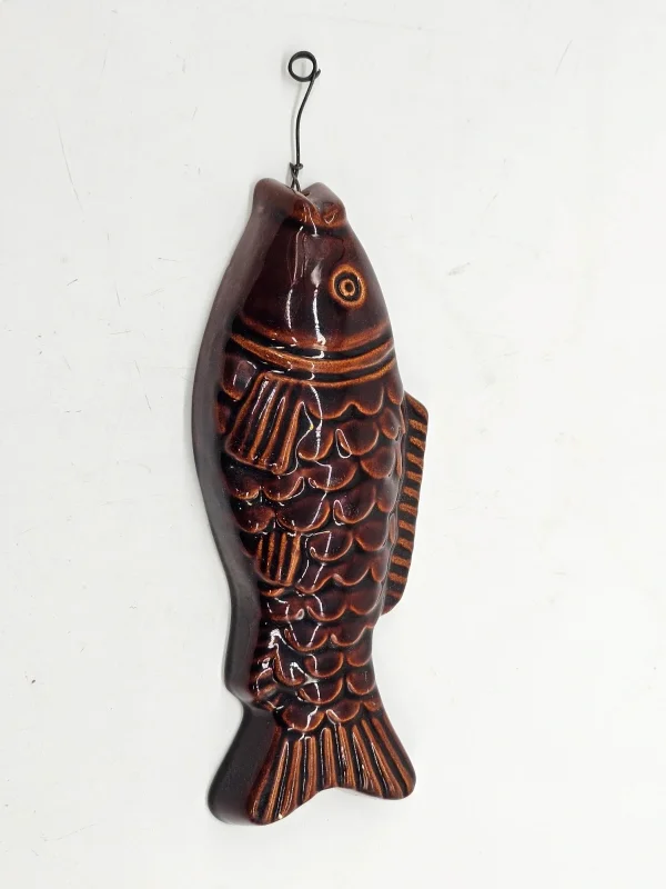 Ceramiczna forma w kształcie ryby – brązowa glazura, 25 cm