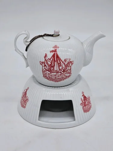 Zabytkowy porcelanowy dzbanek z podgrzewaczem Wallendorf 1764