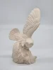 Duża Figura Płomykówka Sowa Beżowy Odlew Skrzydła Drewno 29 cm