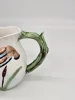Ceramiczny dzbanek kubek z reliefem kaczki ręcznie zdobiony vintage