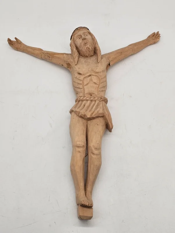 Rzeźba drewniana Jezus Chrystus postać do krzyża ludowa 35 × 30 cm
