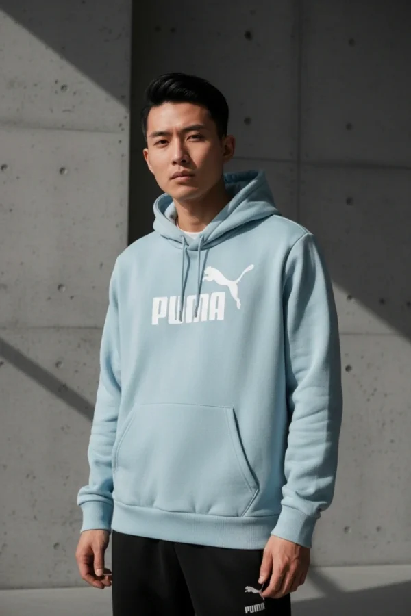 Bluza Puma XL – błękitna, logo z przodu, 100% bawełna, 64×54 cm