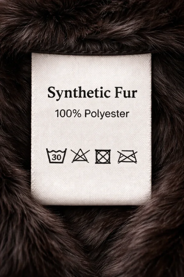 Czapka zimowa z prawdziwego futra ciemnobrązowa średnica 24 cm syntetyk 100% z lasu