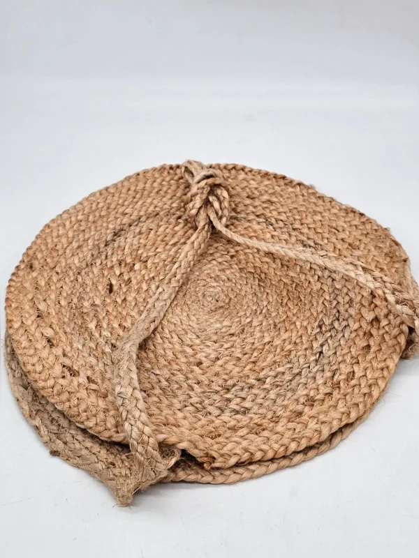 Torba pleciona depot jutowa z kwiatowym nadrukiem okrągła 40 cm