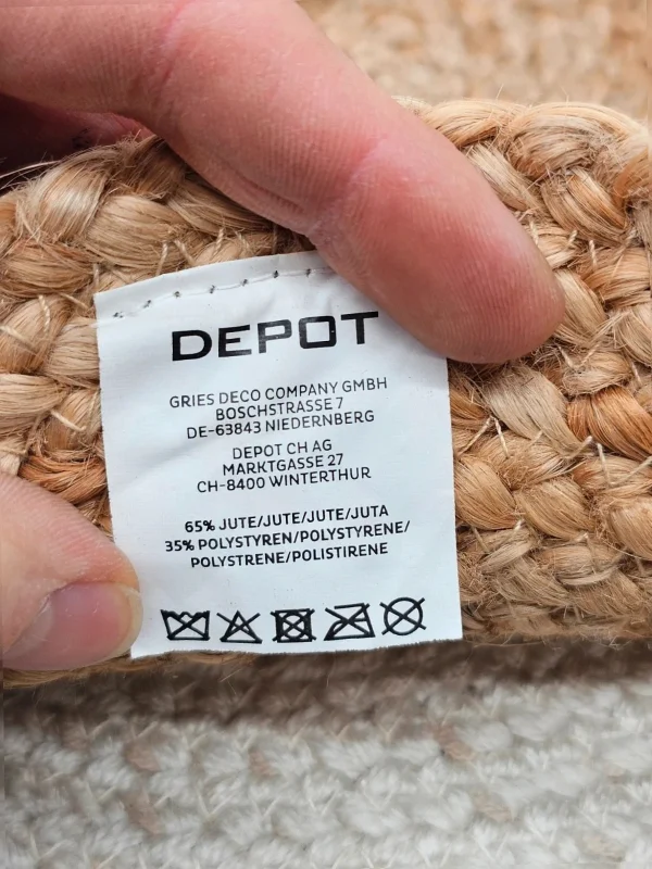 Torba pleciona depot jutowa z kwiatowym nadrukiem okrągła 40 cm