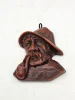 Ręcznie robiony obrazek z wosku Goldbachtaler wachskunst głowa z fajką 16x12 cm