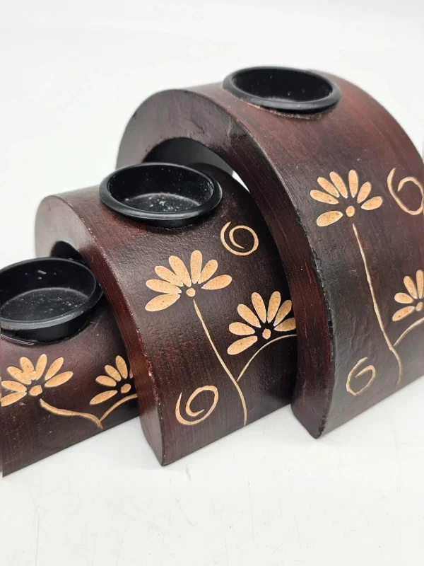 Świeczniki ceramiczne Komplet 3 szt motyw kwiatowy