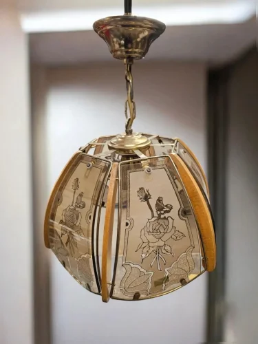Vintage lampa wisząca z dekoracyjnym Szkłem – średnica 32 cm