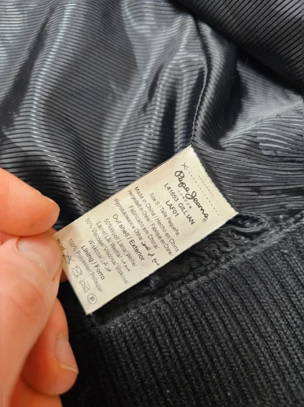 Kurtka Pepe Jeans london „Gillian” czarna, wełna z wiskozą, rozmiar S