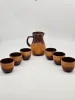 Niemiecki zestaw Ceramiczny dzbanek + 6 czarek relief winogrona vintage