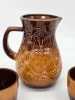 Niemiecki zestaw Ceramiczny dzbanek + 6 czarek relief winogrona vintage