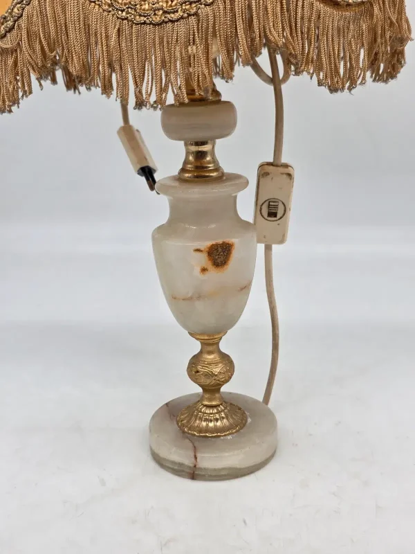 Lampa stołowa vintage z frędzlami 55 cm klosz do renowacji