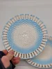 Para ażurowych talerzyków Arzberg 18 cm błękit biel vintage