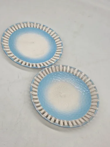 Para ażurowych talerzyków Arzberg 18 cm błękit biel vintage