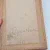 Obraz intarsja wieża ratusz herb bocian vintage ręczna praca 19x42