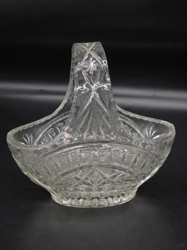 Koszyk patera szkło prasowane vintage dekoracja kwiaty 23 cm