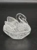 Szklany pojemnik łabędź maselnica bomboniera szkło vintage 10 cm