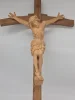 Duży drewniany krzyż rzeźba Chrystusa rękodzieło ludowe 72 cm