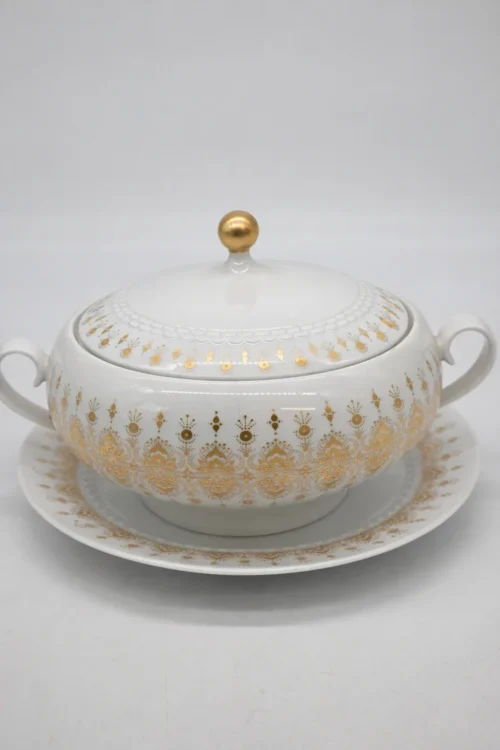 Waza do zupy z paterą Hutschenreuther Tirschenreuth złocona porcelana