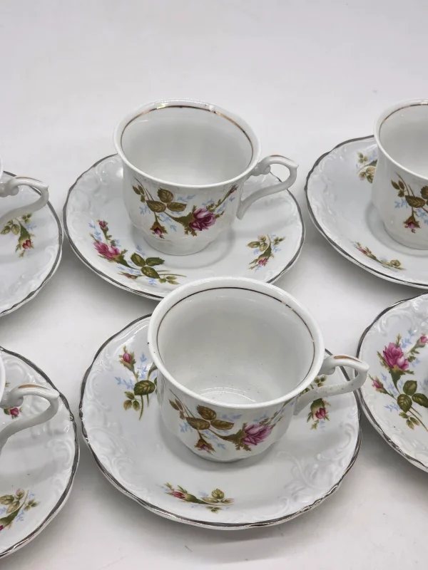 Serwis kawowy Wawel porcelana róże komplet dla 5 osób 10 elementów