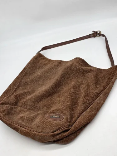 Brązowa torebka hobo The Best duża safari vintage zamszowa struktura