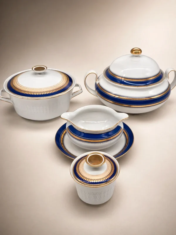 Seltmann Weiden Patricia Bavaria porcelana kobalt złoto zestaw waza sosjerka