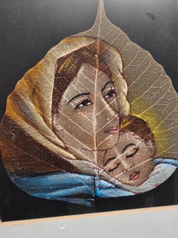 Obrazek na liściu Matka i Dziecko, 22×27 cm
