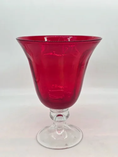 Rubinowy wazon kielich szkło dmuchane artystyczne vintage 29 cm