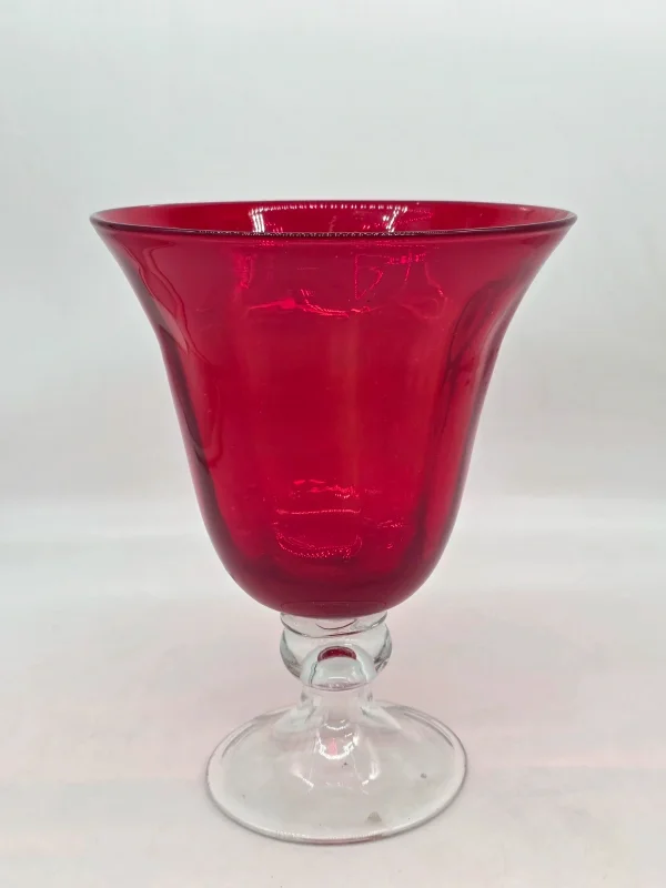 Rubinowy wazon kielich szkło dmuchane artystyczne vintage 29 cm