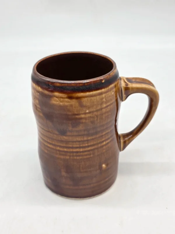Niemiecki kufel ceramiczny vintage studio pottery brązowy 15 cm