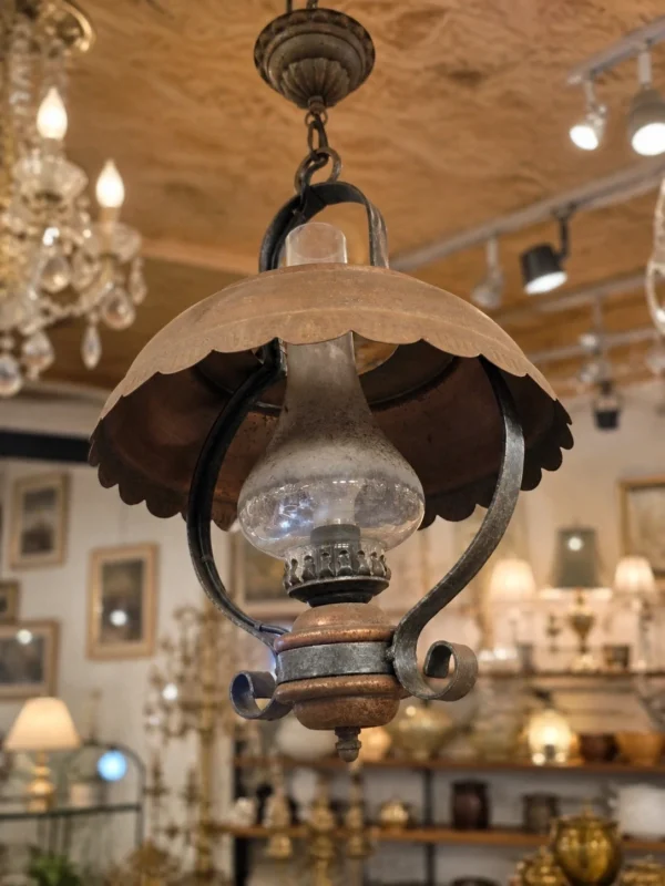 Lampa wisząca rustykalna stylizowana na naftową vintage metal 36 cm