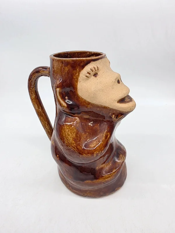 Kubek ceramiczny małpka figurka do yerba mate folk zestaw z dzbankiem