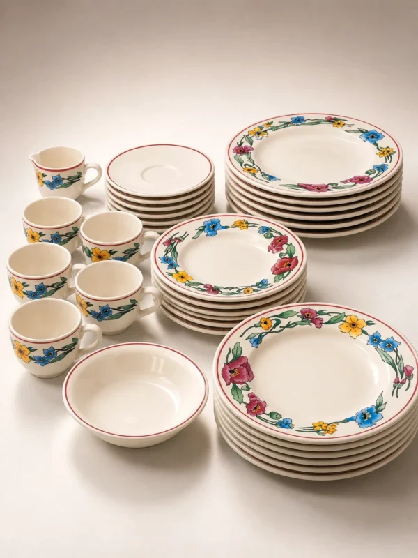 Serwis obiadowy Ceramica Olympia kwiaty polne 31 elementów rustykalny