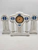 Francuski zegar kominkowy Art Deco ceramika niebieskie róże France 28 cm