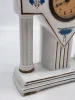 Francuski zegar kominkowy Art Deco ceramika niebieskie róże France 28 cm