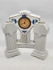 Francuski zegar kominkowy Art Deco ceramika niebieskie róże France 28 cm