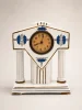 Francuski zegar kominkowy Art Deco ceramika niebieskie róże France 28 cm