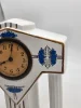 Francuski zegar kominkowy Art Deco ceramika niebieskie róże France 28 cm