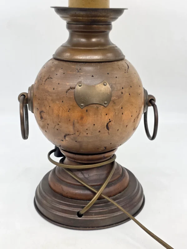 Flamandzka lampa stołowa retro drewno i metal faux drip candle 60 cm