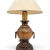 Flamandzka lampa stołowa retro drewno i metal faux drip candle 60 cm